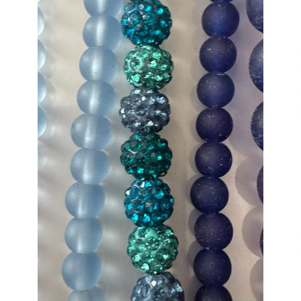 Color Gallery Bead Treasures Blue Teal Rhinestone‎ Frosted Acrylic Bead Strands
